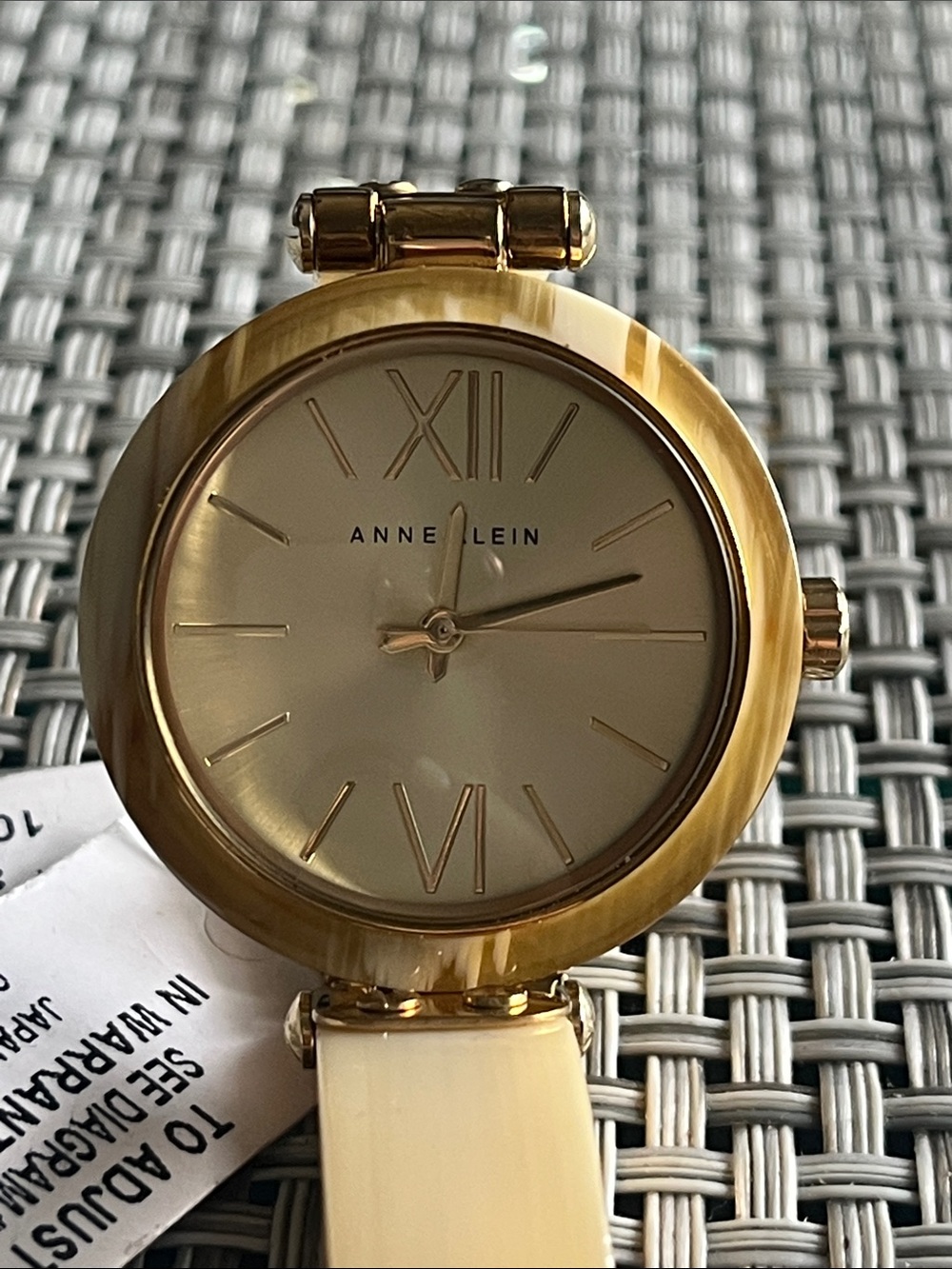 Anne Klein Gold and Cream Round Dress Watch